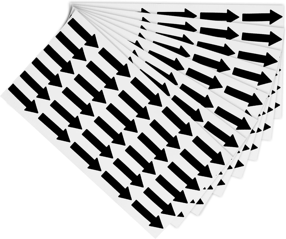 Kleine Pijl Sticker Label - 1.3x0.5cm - 180 Stukken Zelfklevende Kleurcoderingslabels voor Inspectie van Gasstroomrichting en Defectmarkering - Zwart