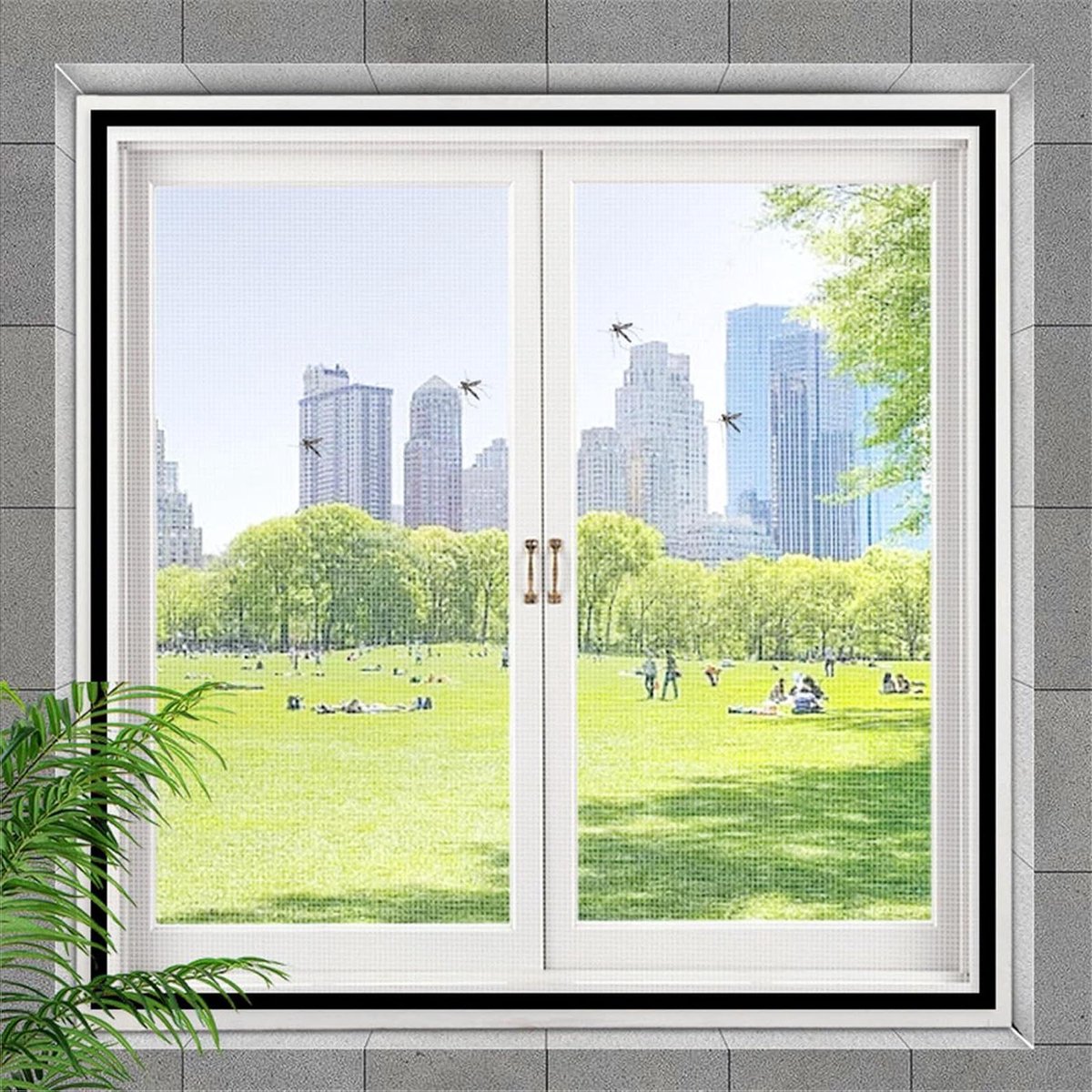 Horren voor ramen - Vliegenhor raam - Insecten buiten houden - Zelfklevend klittenband - 90x120cm - Zwart