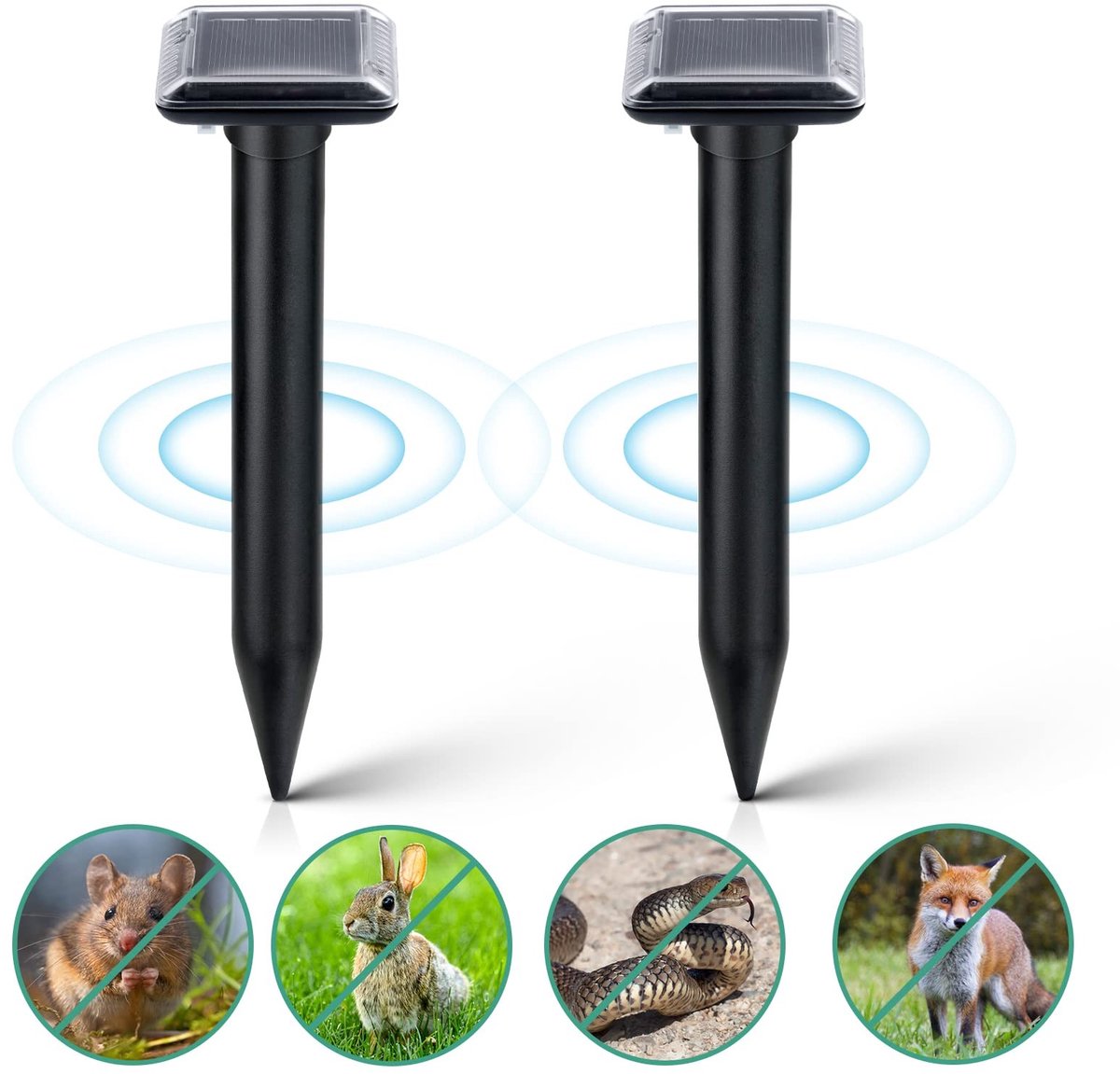 Vt products - Mol Repeller - Dierenafschrikmiddel - Zonne-energie - Waterdicht - Ongediertebestrijding - Geschikt voor tuin - 2 stuks