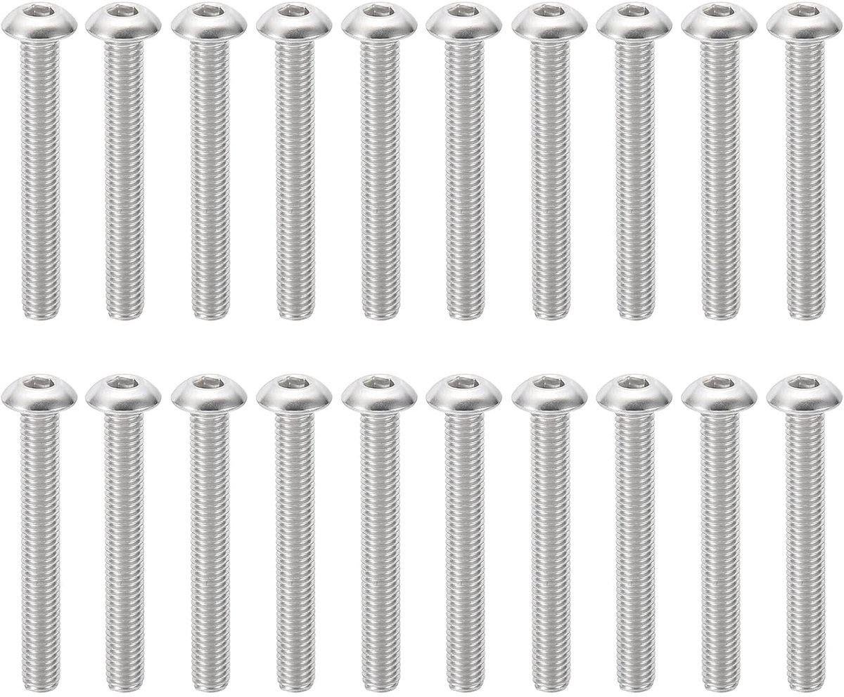 10-32 * 1-1/2" lens head screws - hexagon socket - 20pcs 304 stainless steel - 18-8 screws bolts - hexagonal drive - full thread - fine thread UNF