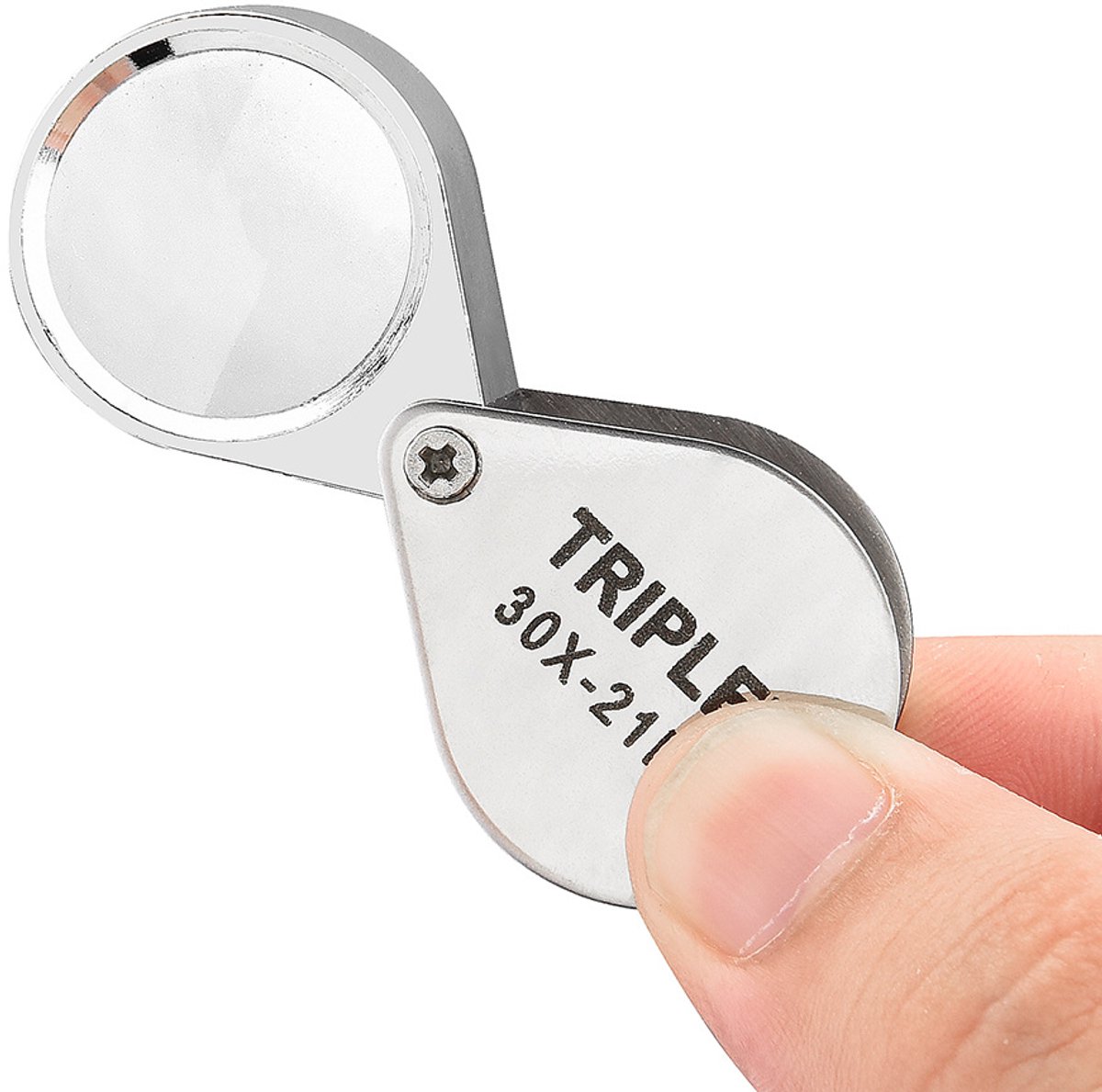 Sieradenvergrootglas 30x21 - Zilver - Hoge vergroting - Opvouwbaar metaal - Draagbaar mini-vergrootglas