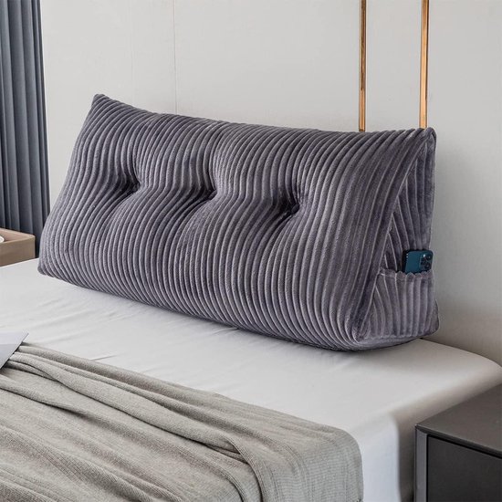 Driehoekig Kussen - Leeskussen Rugsteun - Comfortabel Lezen - Ergonomisch Ontwerp - 99x20x51 cm - Grijs