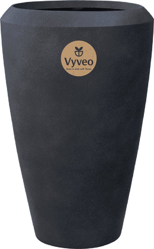 Vyveo - Vase Nalou - 44x70 - Zwart - Pot de fleurs pour intérieur et extérieur - Léger - Résistant aux chocs - Résistant au gel - Résistant aux UV