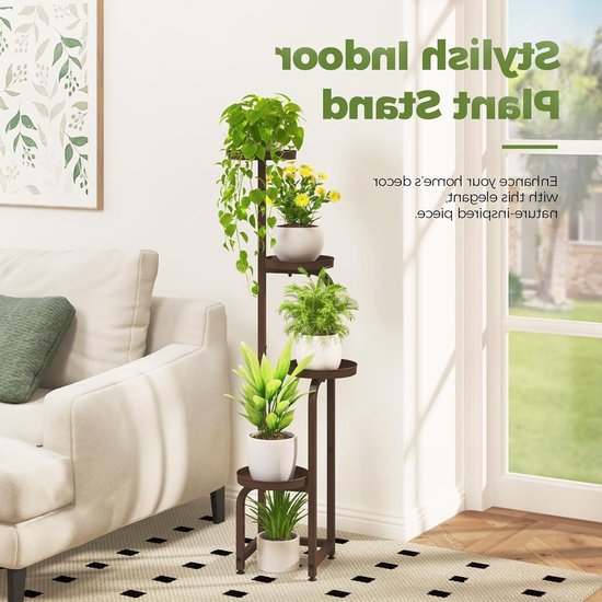 Hoekige plantenstandaard voor binnen en buiten, 4-laags metalen plantenrek voor tuin, balkon en woonkamer, robuust en stijlvol ontwerp — afbeelding 4