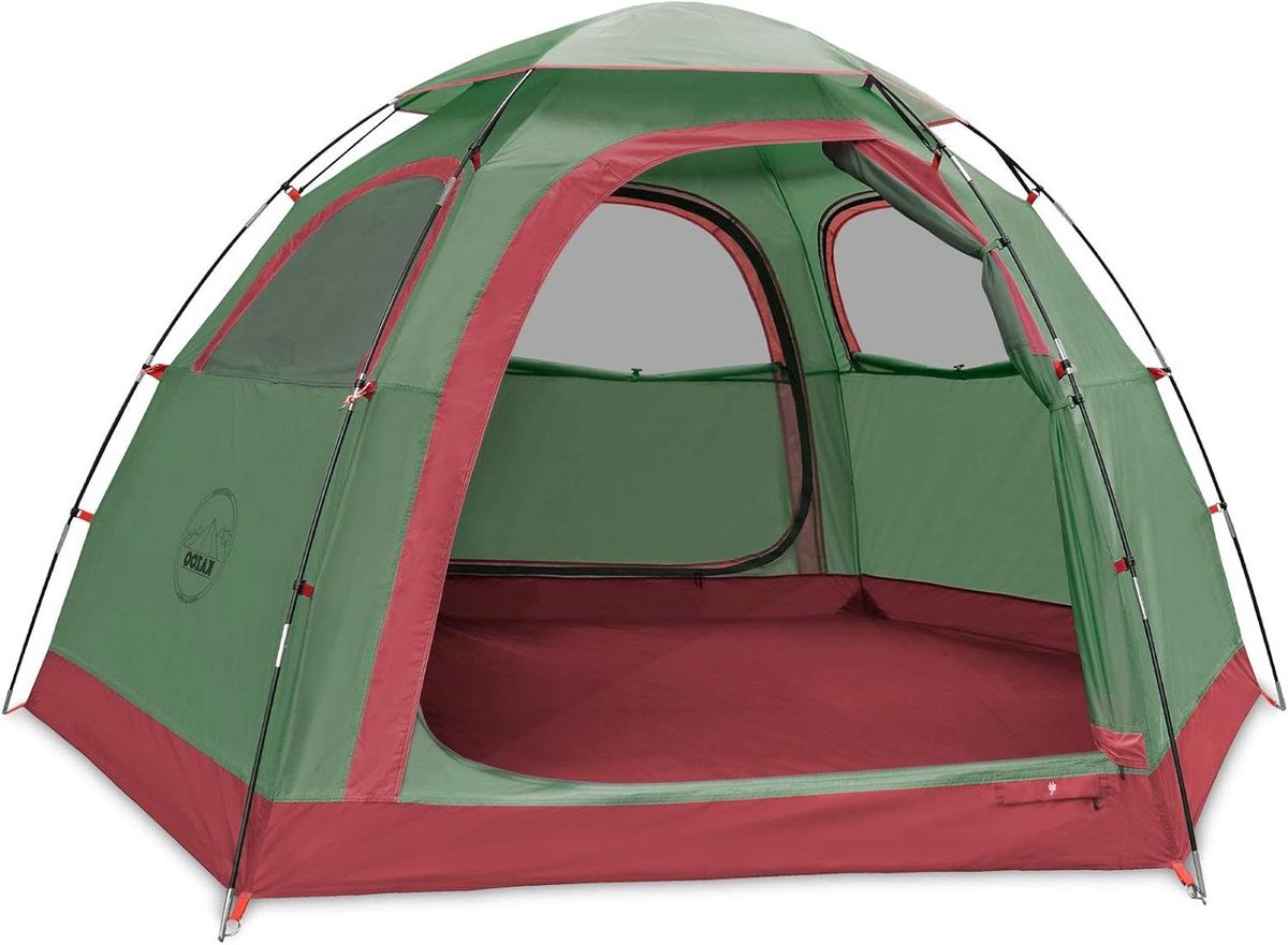 Kampeertent - Vierpersoons tent - Familie kamperen - Waterdicht en duurzaam - 102 x 102 x 65 inch - Groen