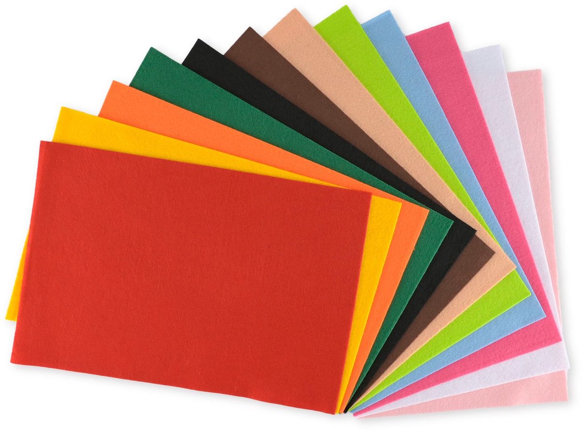Vaessen Creative Vilt - A4 - 1 mm - 12 vellen - Multipack