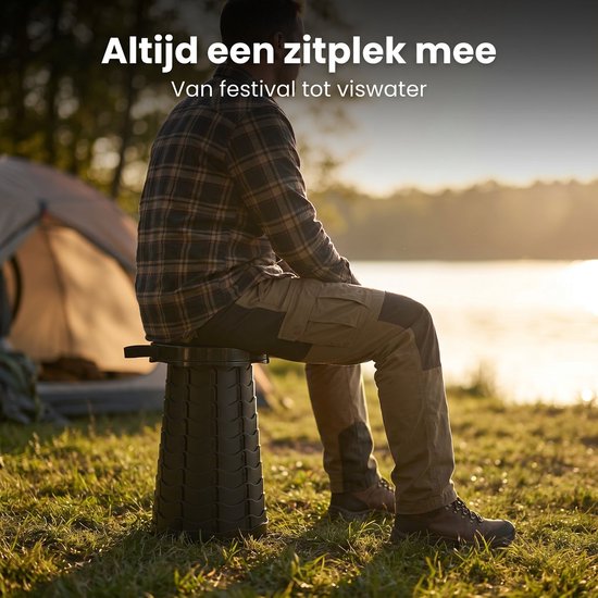 Cheqo® Telescopisch Krukje - Opvouwbare Kruk - Inklapbaar Krukje - Campingkruk - Visstoel - Telescopische Stoel - Verstelbare Kruk - Campingstoel - Klapkruk - Kampeerkruk - Outdoor Kruk - Draagbare Kruk voor Festival en Vissen van Cheqo — afbeelding 5