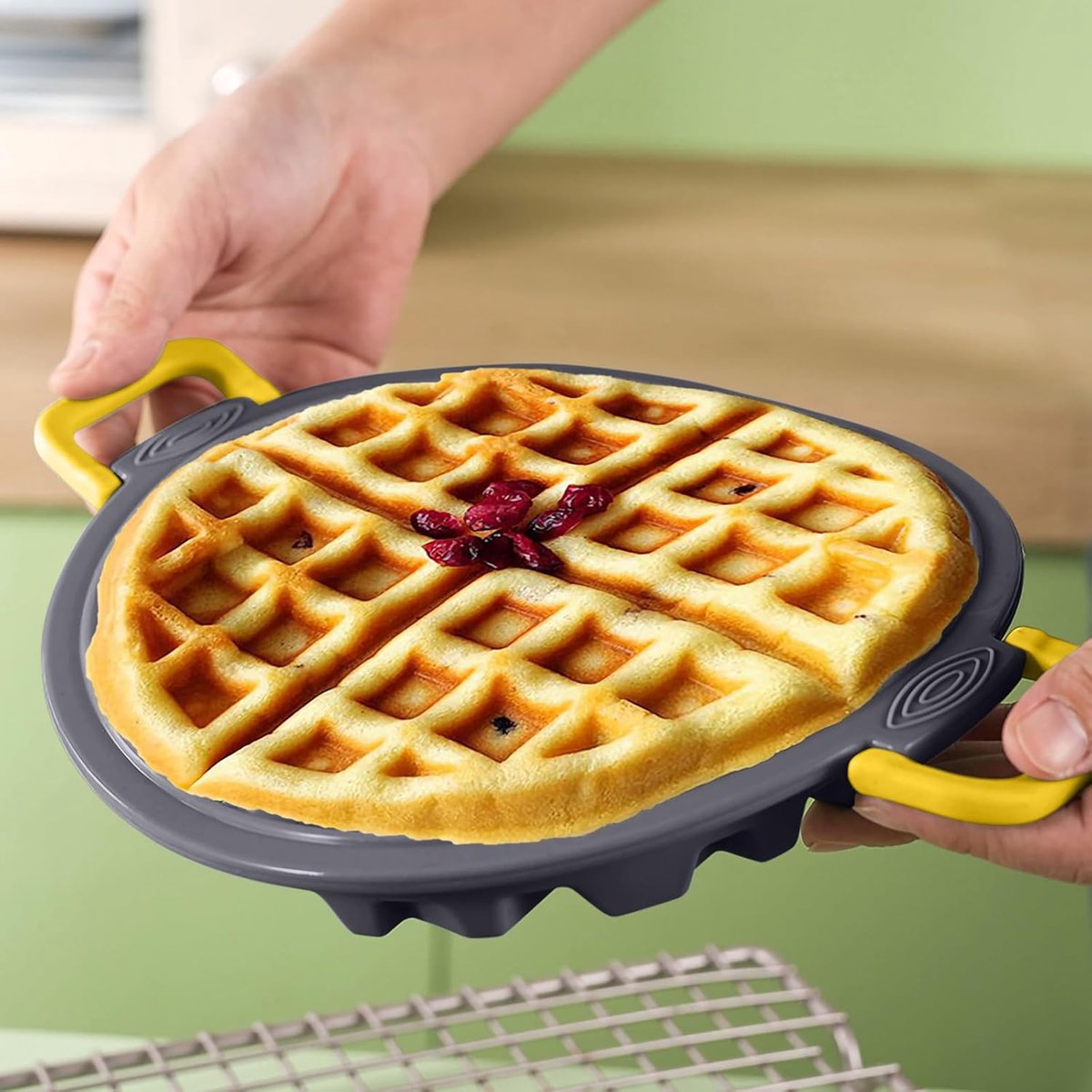 Siliconen wafelvorm - BPA-vrije muffinvormen - Taartvorm - Bakvorm voor wafelijzer, Chocolade, knutselwerk - Snoep - Huishoudelijk gebruik - Oven - Muffin - Cakevorm - Bakbenodigdheden - Grijs – foto 3