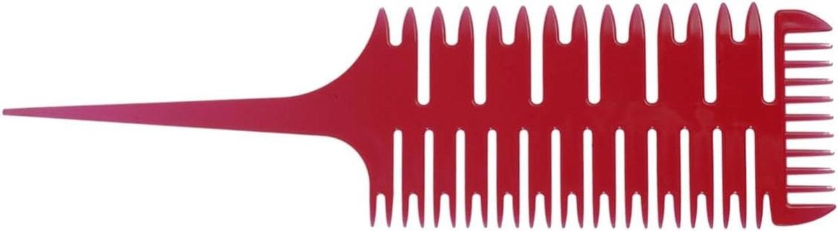 Haarstyling Kam - Vlechtkam Puntkam - Professioneel Knippen - 3-Zijdige Vorm - 25 cm - Rood