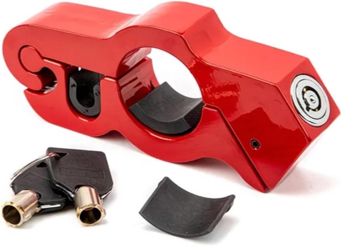 Motorfiets Stuurslot - Antidiefstal Beveiliging - Motorfiets Beveiligen - Uniek Slotcilinder Ontwerp - 10x10x10 mm - Rood