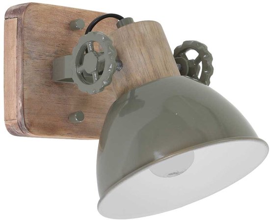 Plafondlamp Gearwood 7968G Groen Draaibaar en Kantelbaar Hout en Metaal E27 Fitting – Mexlite