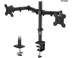 Dubbele Monitor Arm - Monitor Standaard - Ergonomisch Werken - Volledig Verstelbaar - 13-27 Inch - Zwart