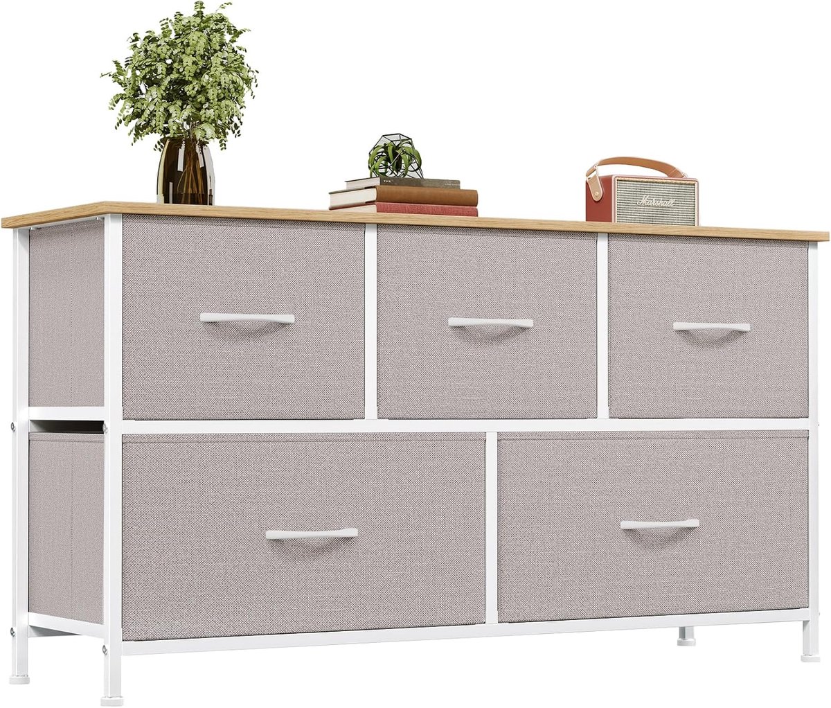 Ladekast - Opbergkast Dressoir - Slaapkamer Organiseren - Stalen Frame - 100x55cm - Asgrijs