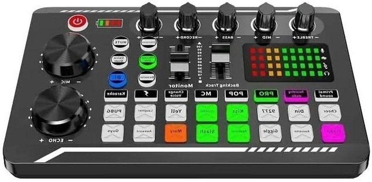 Dj Controller - Geluidskaart Mixer - Livestream Audio - Dubbele DSP Chip - 1 kg - Zwart