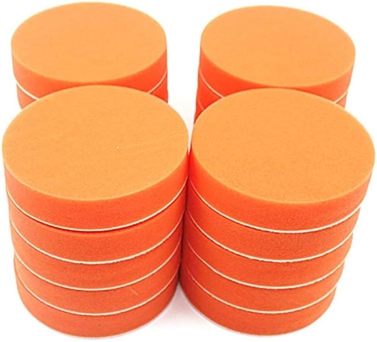 Xianglaa-Goede polijstpads, 20 stuks 5 inch platte spons, 125 mm bruto polijsten polijsten polijstpads, auto polijstmachine schoon waxen automatische verf, adapter voor autoverzorging polijstmachine (kleur: oranje)
