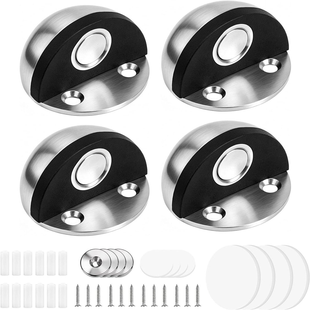 Magnetische Deurstopper - Deurvanger Set - Muren Beschermen - Roestvrij Staal - 4 Stuks - Zwart