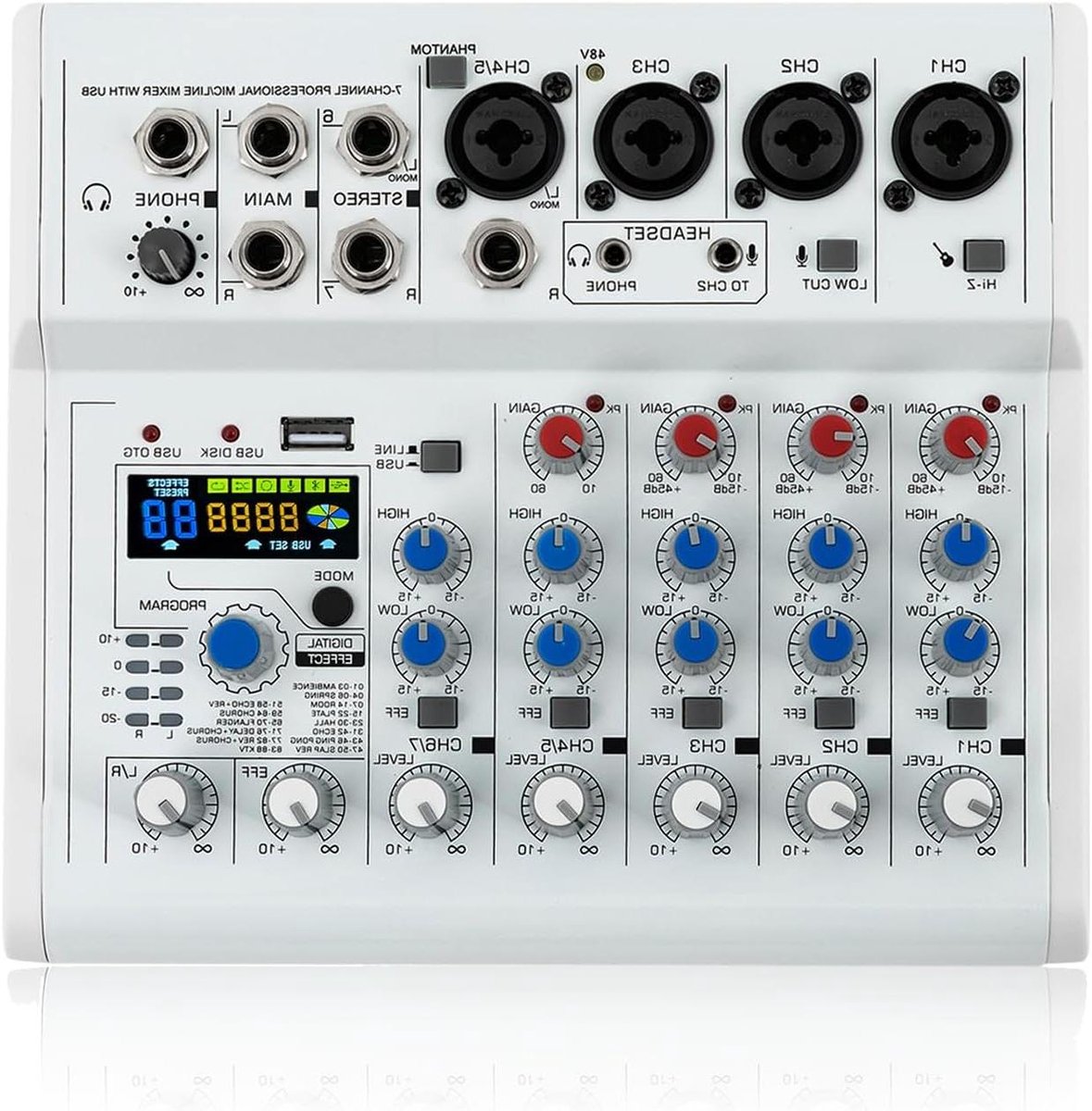 Audio Mixer - Mengpaneel Geluid - Muziek Opnemen - 7 Kanalen Bluetooth - Compact Formaat - Zwart