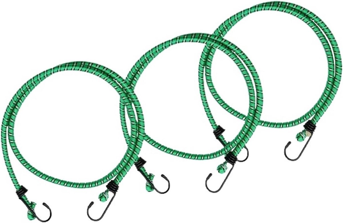 Zeildoek Bungeekoorden - Spanbanden Haken - Lading Vastzetten - Sterke Constructie - 3 Stuks 60cm - Groen