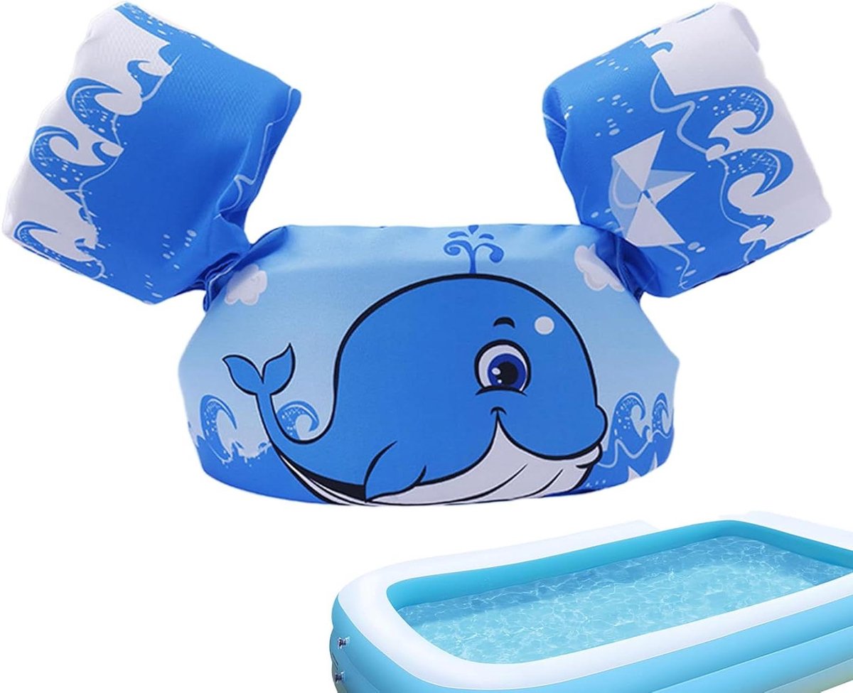 Zwemvest Kinderen – Drijfhulp Jack – Veilig Leren Zwemmen – Verstelbare Pasvorm – 31 x 24 x 12 cm – Walvis