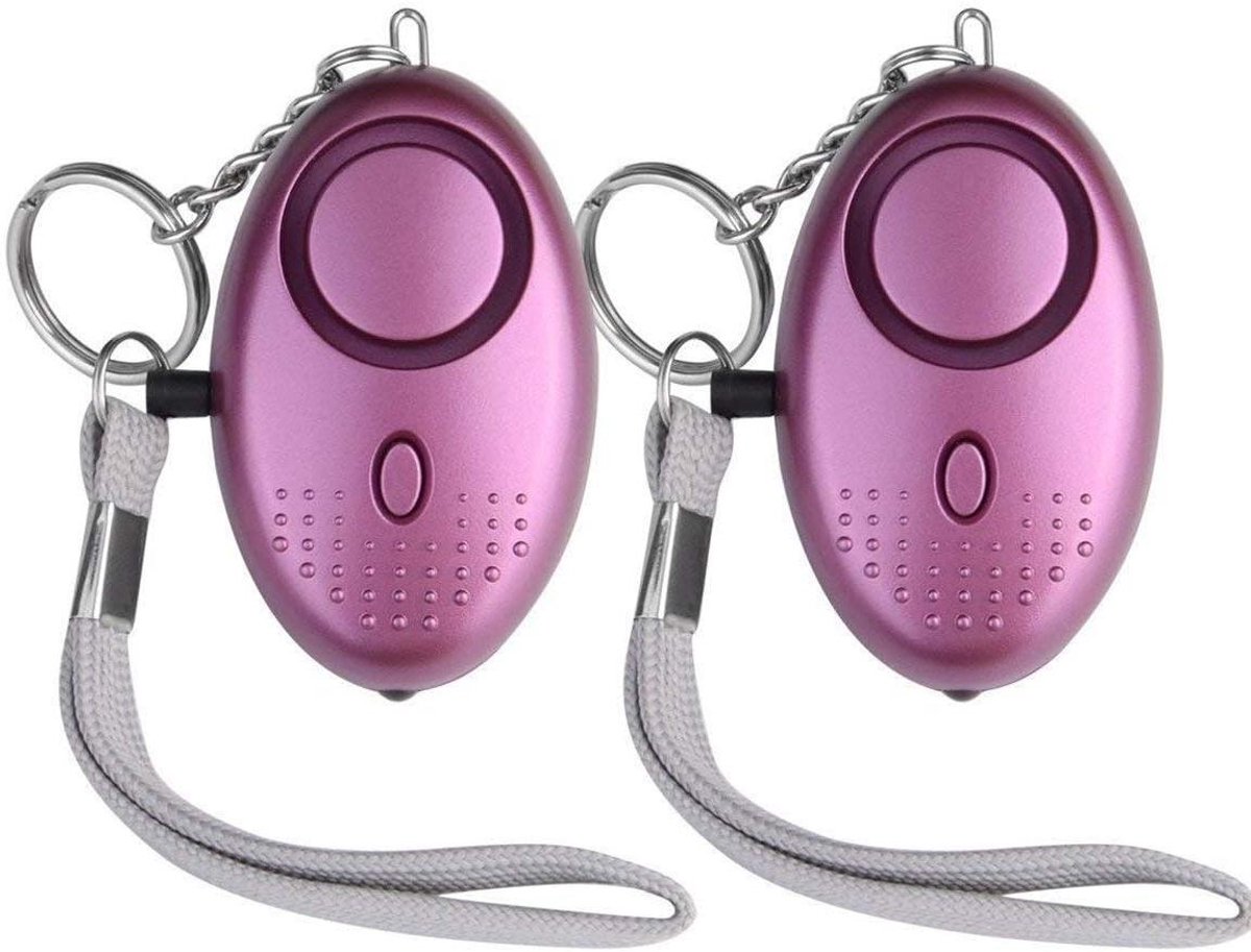 Persoonlijk Alarm - Noodalarm Sleutelhanger - Hulp Inroepen - 130DB Sirene Geluid - 2 Stuks - Paars