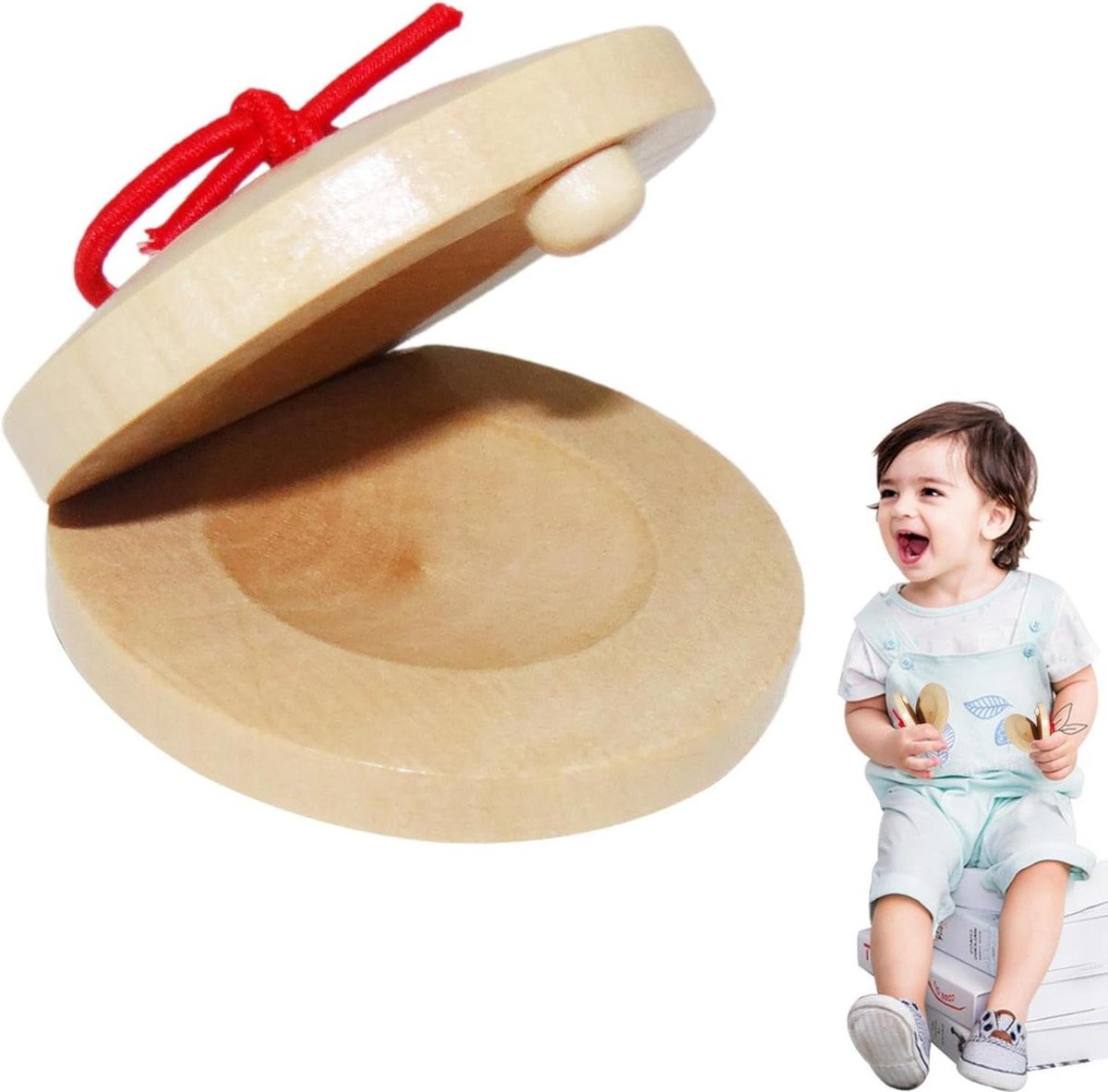 Houten Castagnetten - Muziekinstrumenten Kinderen - Muziek Leren - Kindvriendelijk Ontwerp - 5.5 cm - Niet gespecificeerd