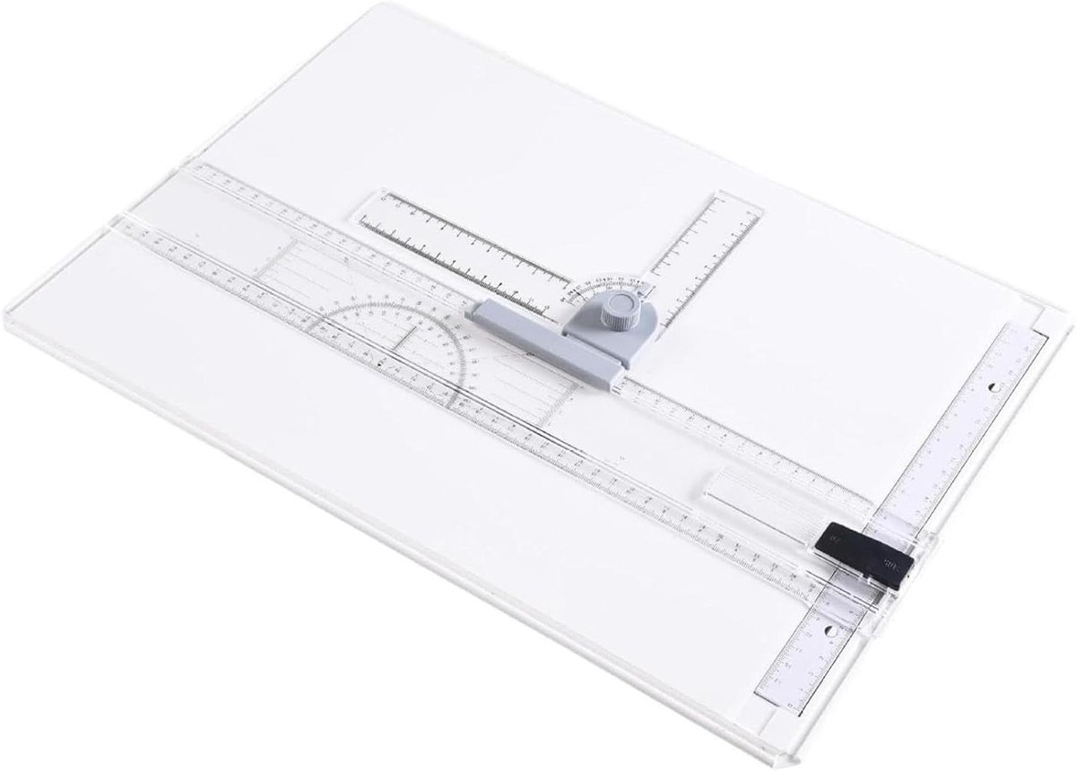 Tekentafelset - Tekentablet Tekenplank - Nauwkeurig Tekenen - Parallelle Beweging - 47.5 cm x 33.5 cm - Wit
