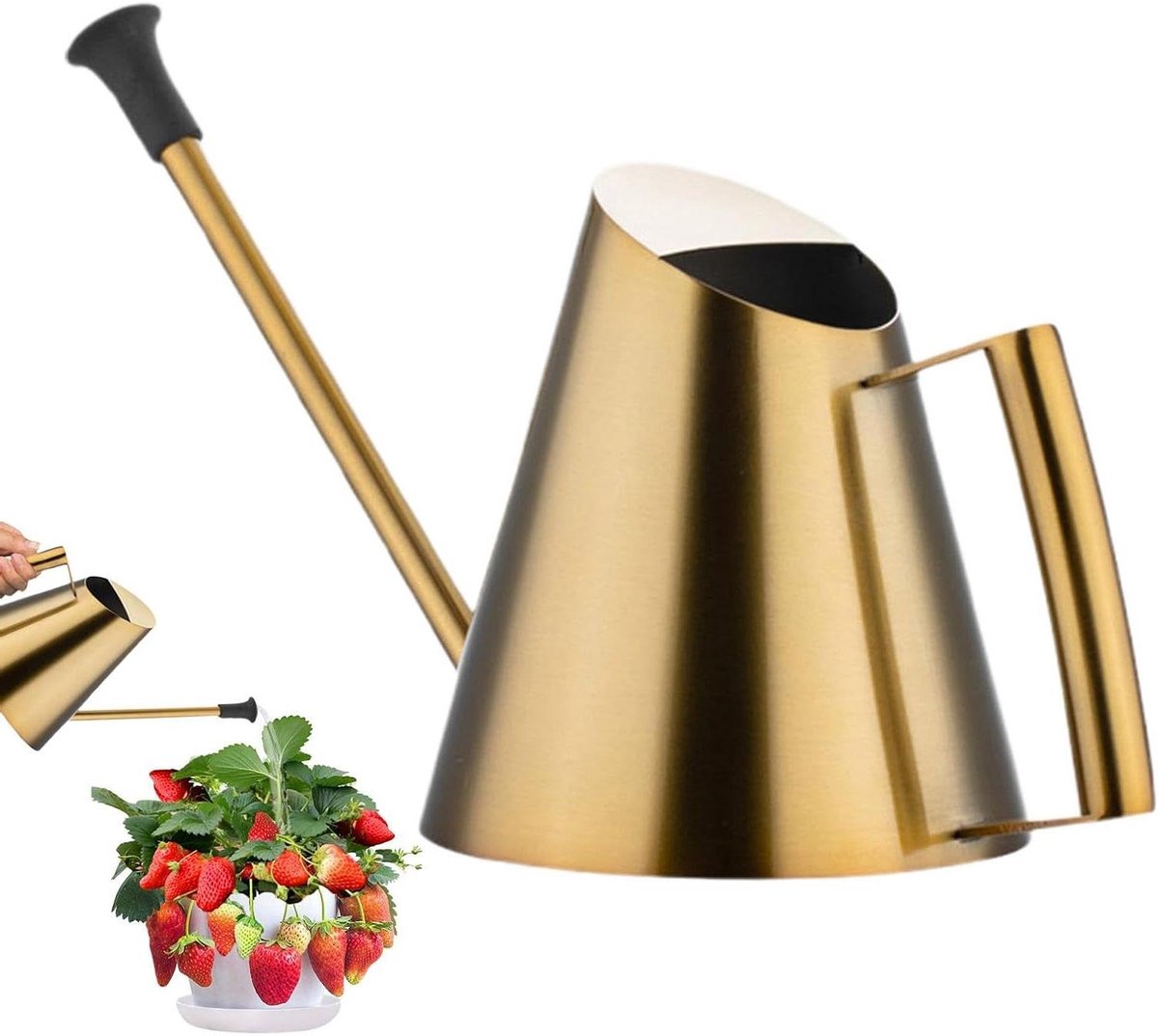 Gieter Roestvrij Staal - Plantenwaterer Sproeier - Planten Water Geven - Lange Tuit - 900 ml - Goud