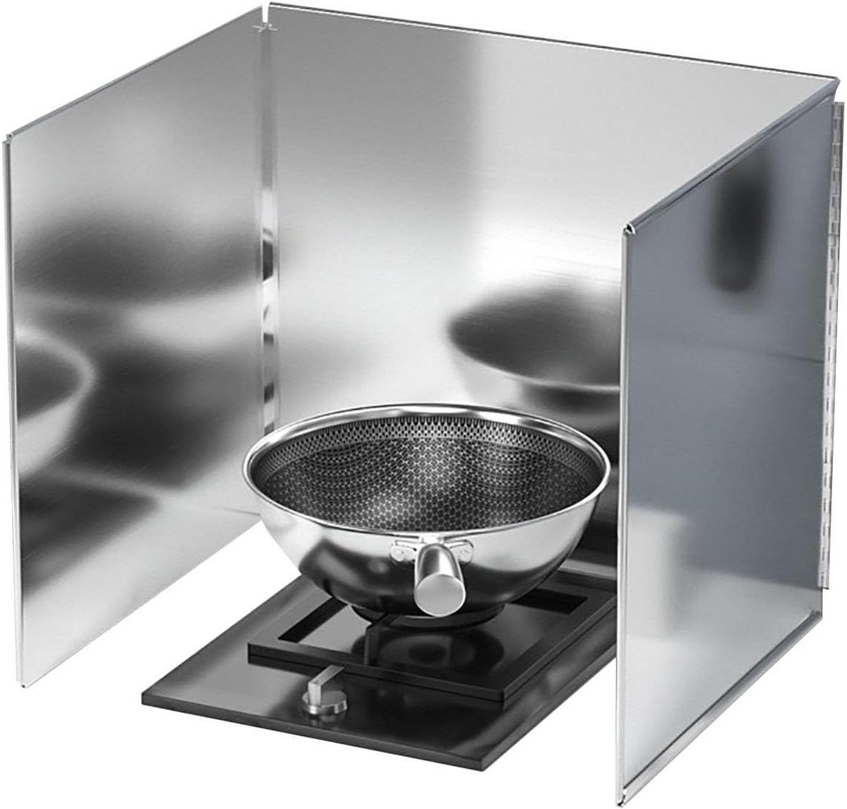Spatbescherming Keuken - Vetvanger Kookplaat - Koken Zonder Knoeien - Hittebestendig Roestvrij Staal - Opvouwbaar - Zilverkleurig