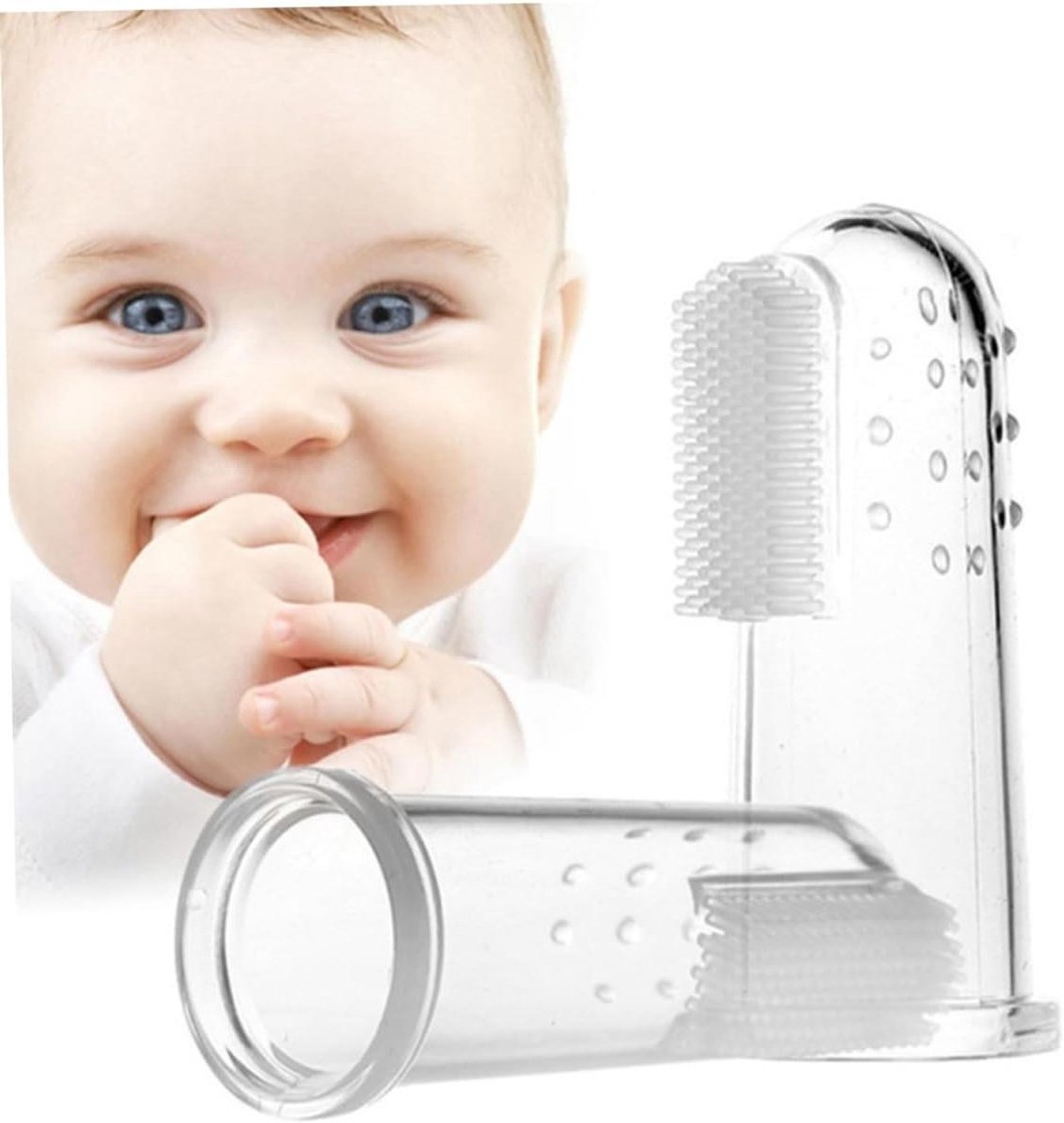 Babytandenborstel Vinger - Baby Tandenborstel - Baby Mondverzorging - Zacht Siliconen Materiaal - 54 cm - Blauw