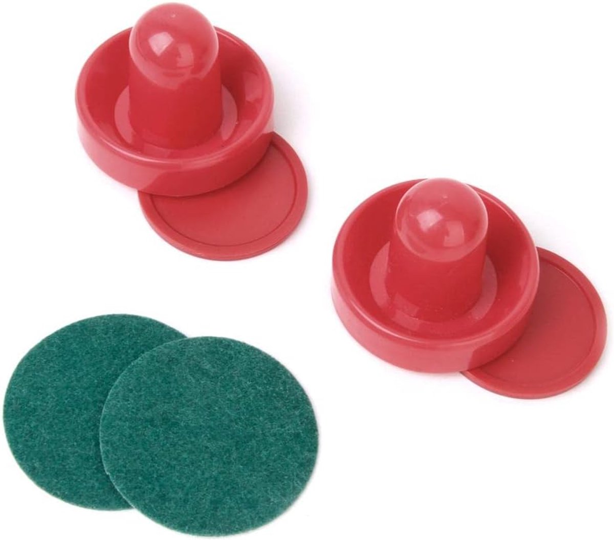 Air Hockey Set - Puck & Pusher - Spelplezier Thuis - Vilt Bodem - 7.5 cm Pushers - Rood