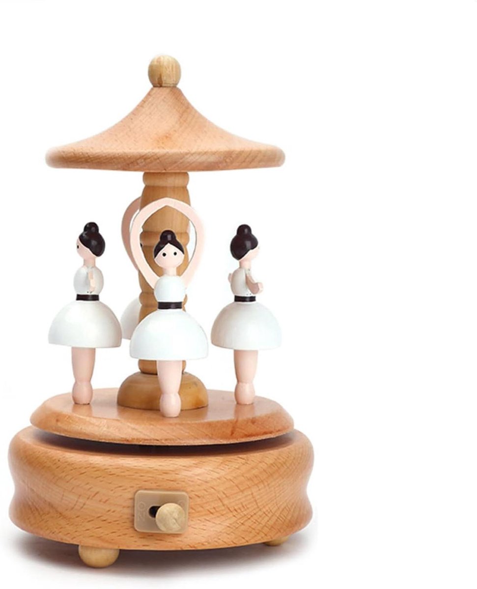 Muziekdoos Houten - Draaiend Speelgoed - Kinderkamer Decoratie - Unieke Bewegende Patronen - 5.1 - 7 Inch - Natuurlijk Hout