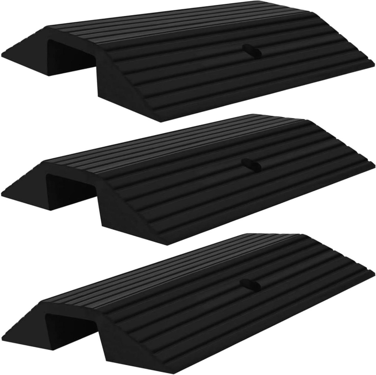 Oprijplaten Drempel - Drempelhulp Rubber - Mobiliteit Verbeteren - Antislip Structuur - 49 x 40 cm - Zwart