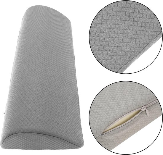 Knee Pillow for Back Sleeping, Big Crescent Bolster Cushion for Legs, Under Knee -Pillow, Ankle and Foot Comfort, Sleeping Leg Pillow, Footrest Pillow with Removable Lid — afbeelding 4
