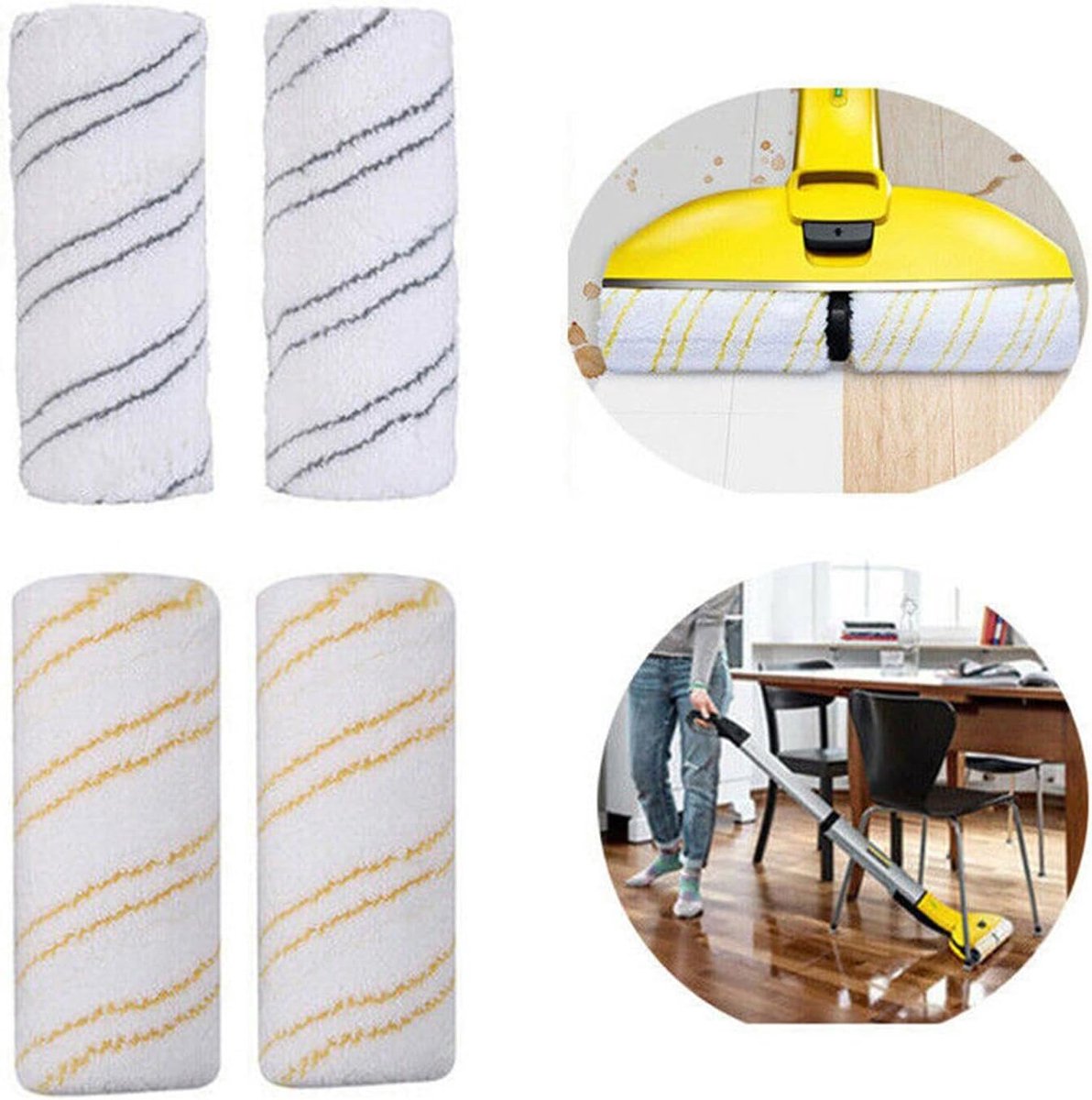 Vloerreiniger Rollen - Reinigingsborstels Set - Hardnekkig Vuil Verwijderen - Zacht Absorberend Microfiber - 2 Stuks - Grijs – foto 3
