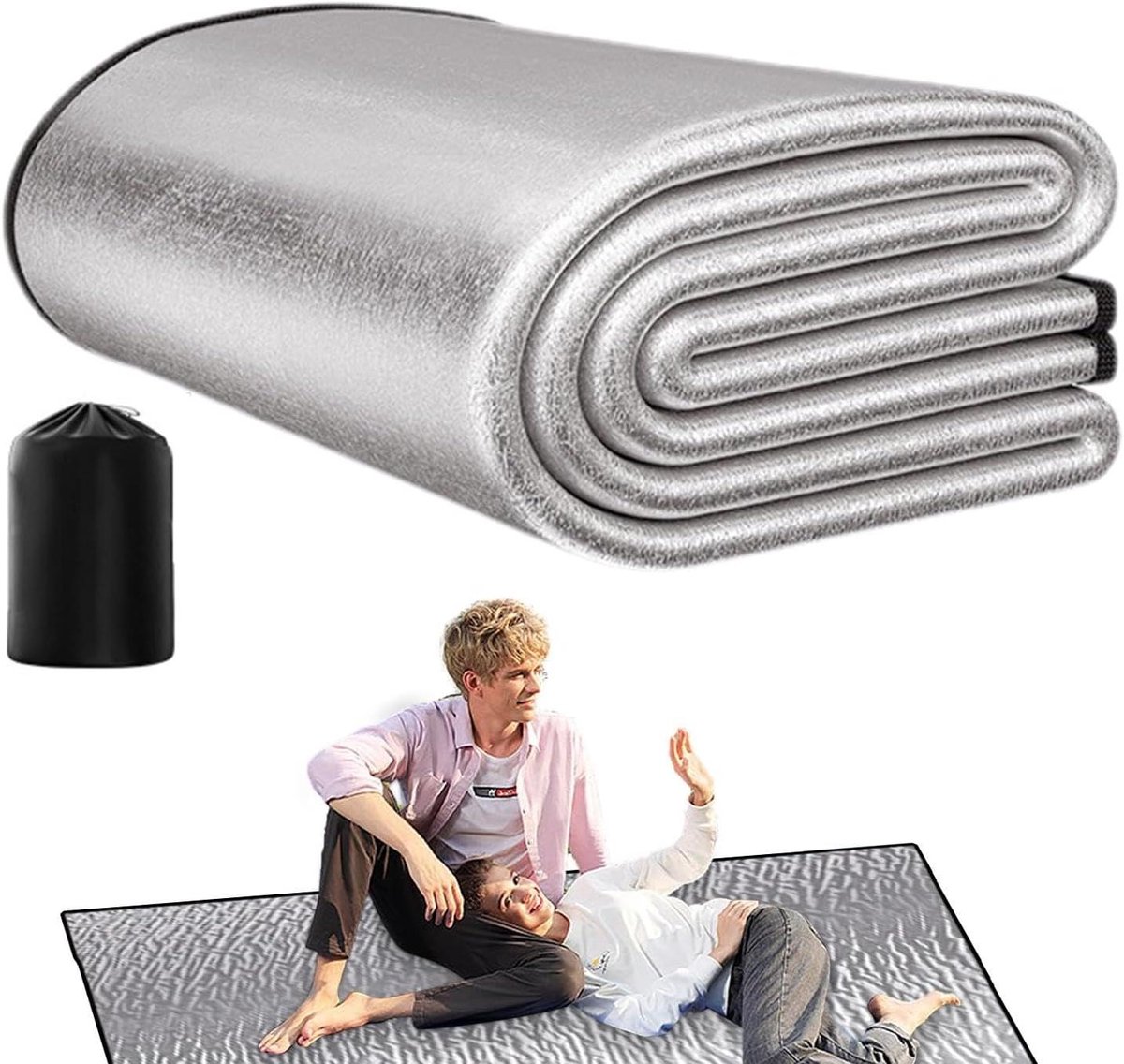 Slaapmat Camping - Isolatiemat Kamperen - Buiten Ontspannen - Waterdicht Aluminiumfolie - 200x200cm - Grijs