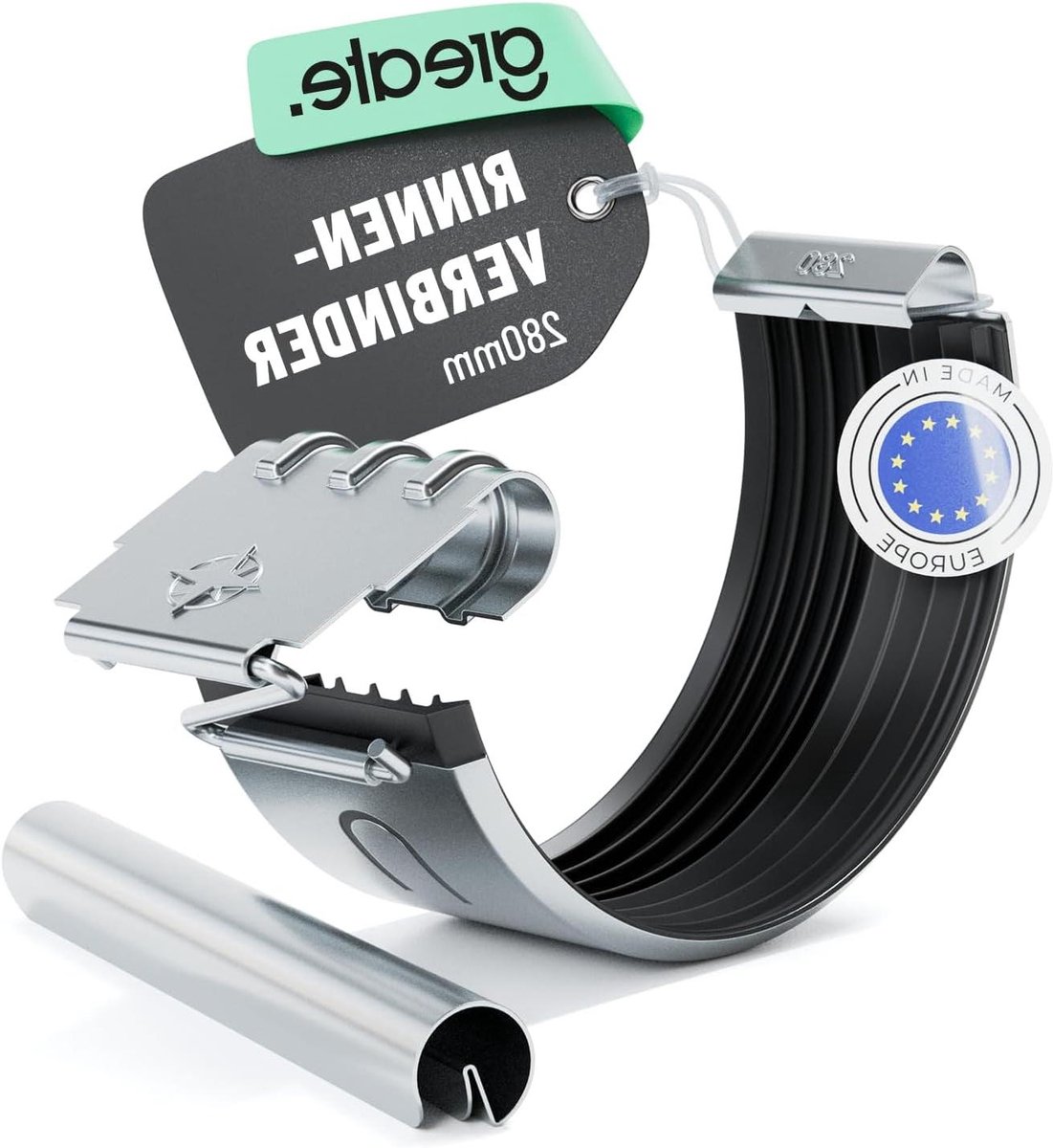 Dakgoot Connector - Gootverbinding - Waterafvoer - Gereedschapsloze montage - 280 mm - Zilver