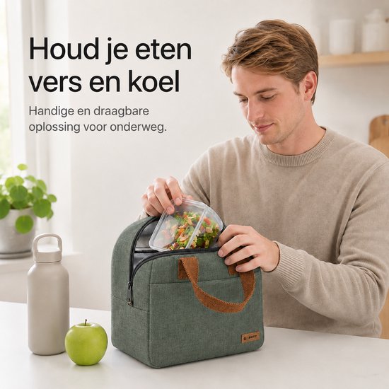 BOTC Koeltas - Lunchtas - 7 liter - Koeltasje - Geïsoleerde Koeltas - 25x21x14cm - Groen van BOTC — afbeelding 2