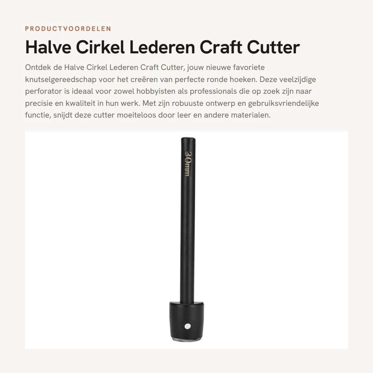 Dailygoods- Perforator Halve Cirkel - Ovale Vorm - 7 Maten - Roestvrij Staal - Duurzaam - Geschikt voor Leer/Rubber/Karton - Hoekpons