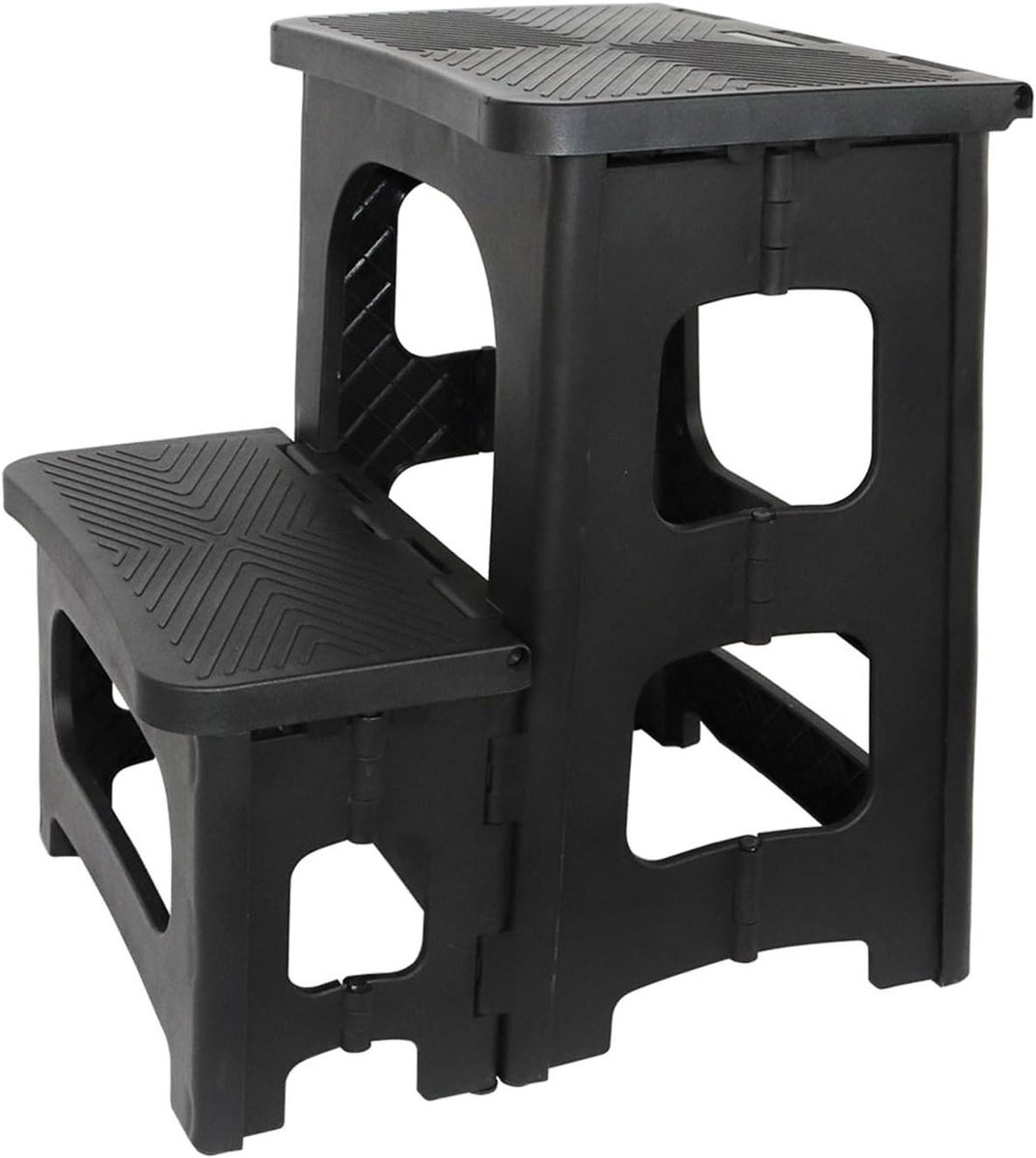 Opstapje Kunststof - Opvouwkrukje - Hoge plank bereiken - Breed Antislip Deks - 42 cm Hoog - Wit