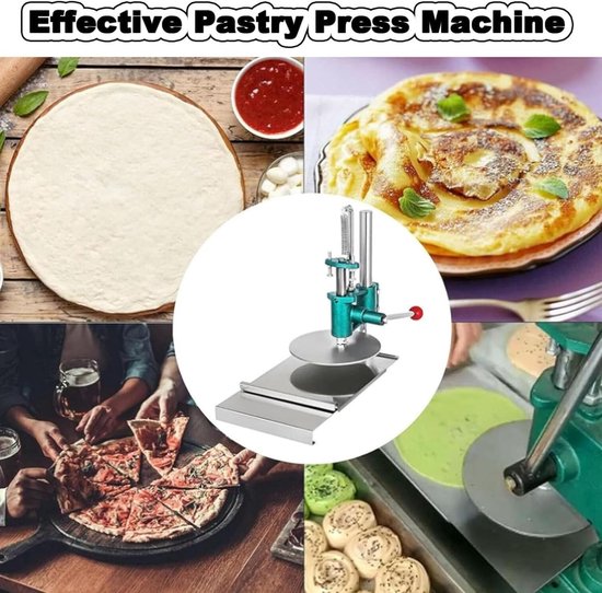 Deeg Persmachine - Pizza Tortilla - Deeg Vellen Maken - Verstelbare Hoek - 12-16 cm - Zilver — afbeelding 5