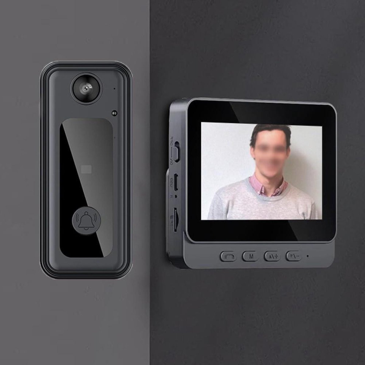 Video Deurbel - Beveiligingscamera Set - Huis Beveiliging - Geen Wifi Nodig - 4.3 Inch Scherm - Zwart