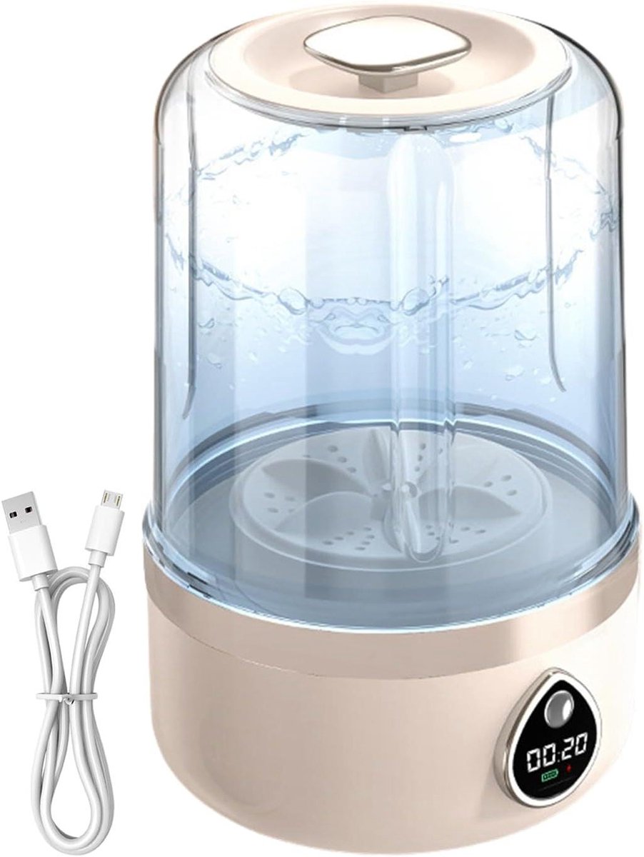 Draagbare Wasmachine - Compact Wasapparaat - Reizen en Camping - Zelfstandig Werking - 14 x 14 x 14 cm - Blauw