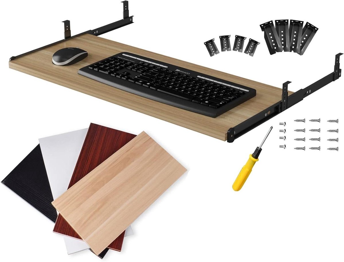 Toetsenbordlade - Onderbouw lade - Bureau organiseren - Verstelbare hoogte - 54 cm breed - A-Teak