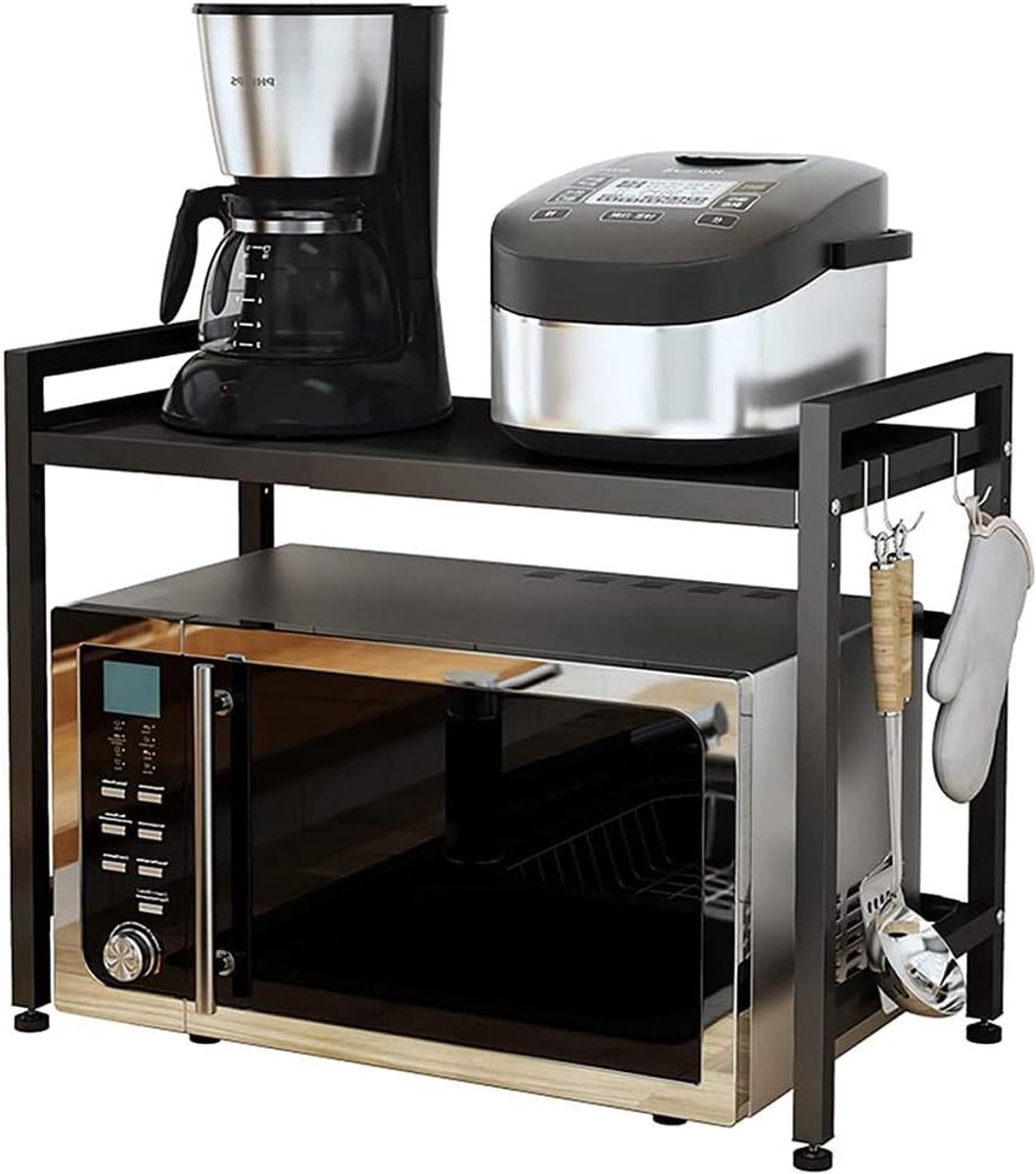 Magnetron Plank - Keuken Organizer - Keuken Opruimen - Verstelbare Breedte - 64 cm - Zwart