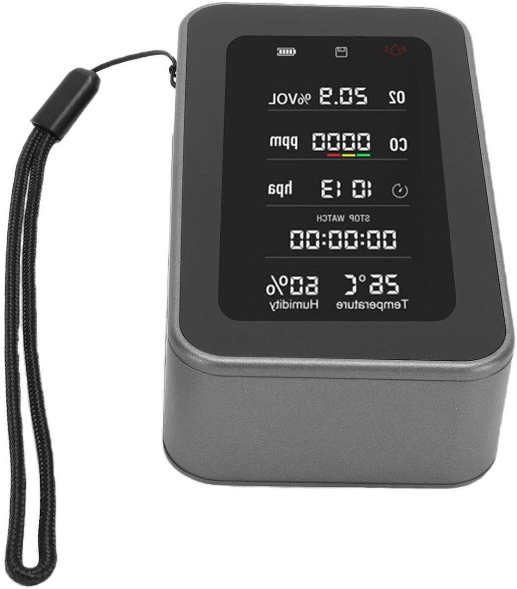Luchtkwaliteit Monitor - Luchtmeter Tester - Reizen en Veiligheid - Multifunctionele Detector - 3000 mAh Batterij - Space Grey