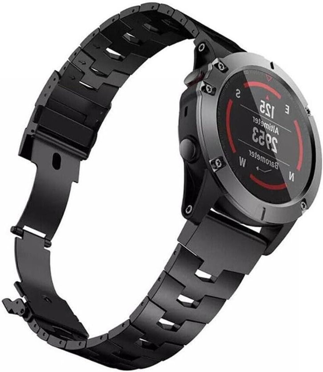 Horlogeband - Metaal Band - Smartwatch Bescherming - Schokbestendige Hoeken - 26mm - Zwart