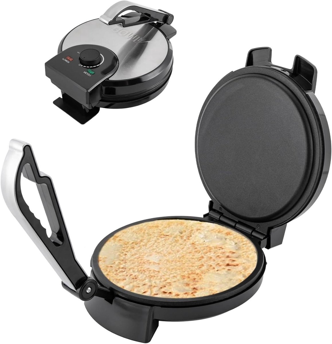 Roti Maker - Chapati Machine - Platte Broden Maken - Dubbelzijdige Verwarming - 26 cm - Zwart