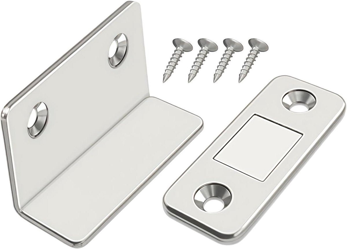 Magnetische Deursluiting - Kastmagneet Deurvanger - Kasten Sluiten - Ultradun Ontwerp - 2 Stuks - Zilver