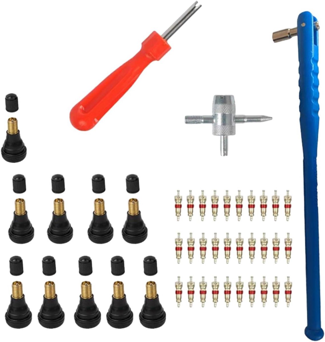 Ventielkern Verwijder Set - Bandventiel Tool - Banden Onderhoud - 43-Delige Set - 279 x 79 x 23 cm