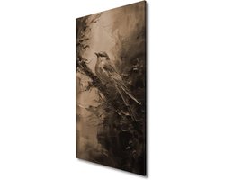 Canvas Afbeelding Vogel - Wanddecoratie Muurprint - Woonkamer Aankleden - UV-bestendige Inkt - 100x50cm - Sepia